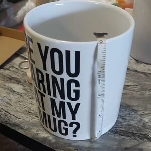 Stylish White Mug with Bold Black Text